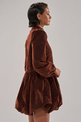 PASS THE BUBBLY MINI DRESS IN VELVET DENIM