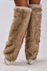 AZALEA WANG LAGANN BONE THIGH HIGH FUR LUXE BOOT