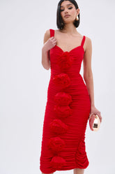 WILL YOU BE MY VALENTINE FLOWER MIDI DRESS
