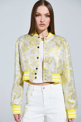 SOLEIL RHINESTONE BROCADE BOMBER