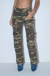 DOWN AND DIRTY CAMO WIDE LEG RHINESTONE CARGO PANT