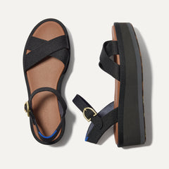 The Criss–Cross Lightweight Wedge Sandal - Black