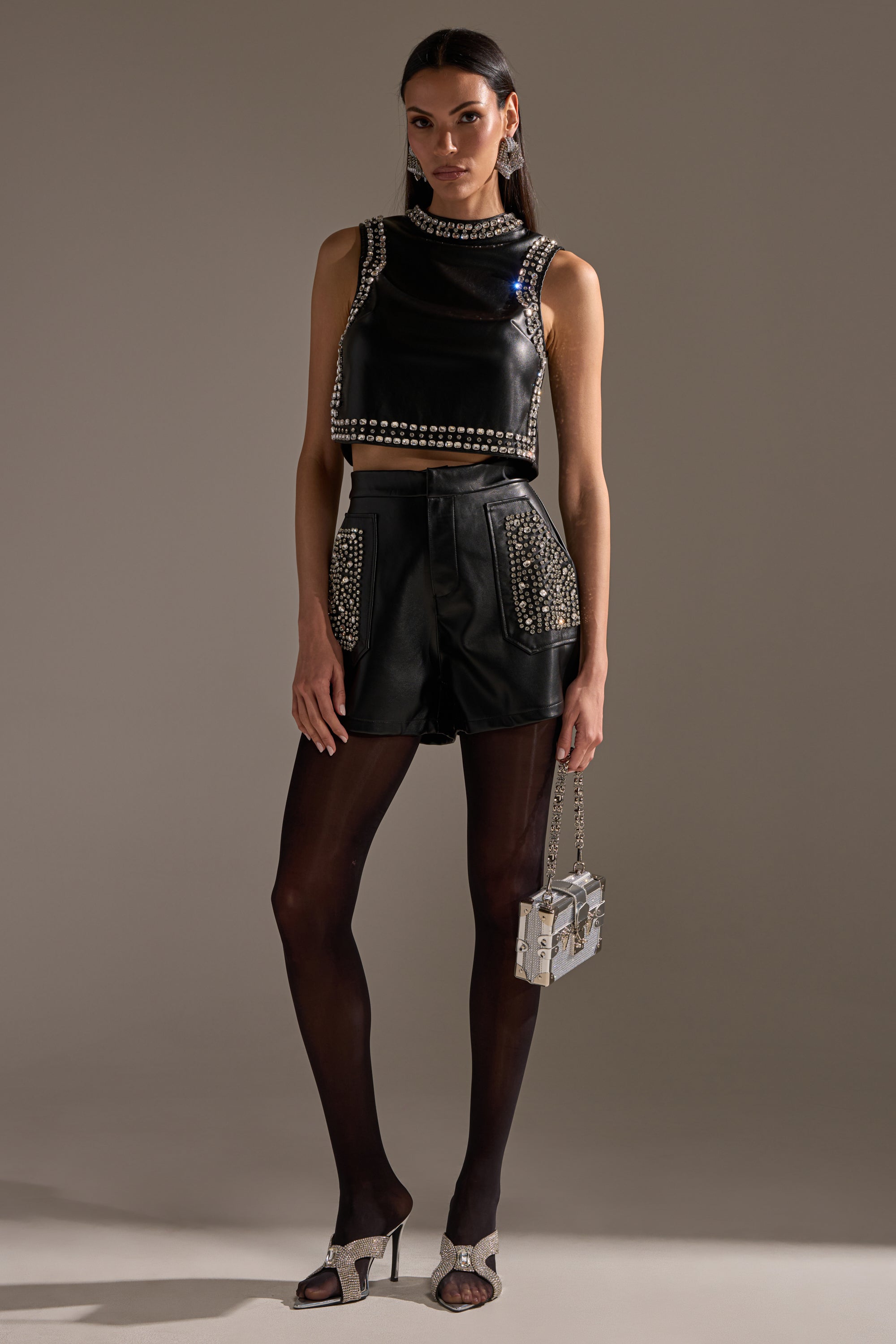 DANCE THE NIGHT AWAY FAUX LEATHER SHORT