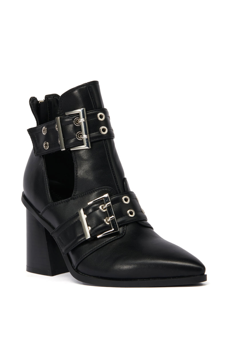 AZALEA WANG DEEGAN BLACK BUCKLE BOOTIE