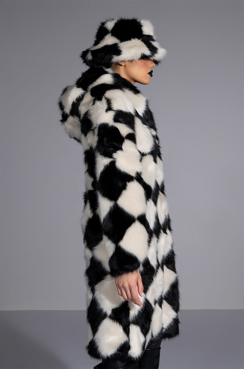 IF YOU SMILE LONG FAUX FUR COAT