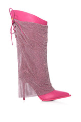 AZALEA WANG JACLYN EMBELLISHED STILETTO BOOT IN FUCHSIA