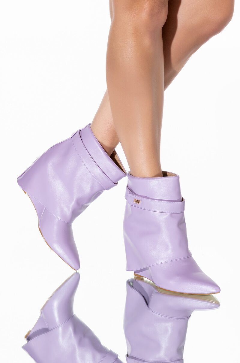 AZALEA WANG OFF THE GRID WEDGE BOOTIE IN PURPLE