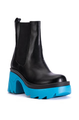 AZALEA WANG PRIMROSE BLUE SOLE CHUNKY BOOTS IN BLACK