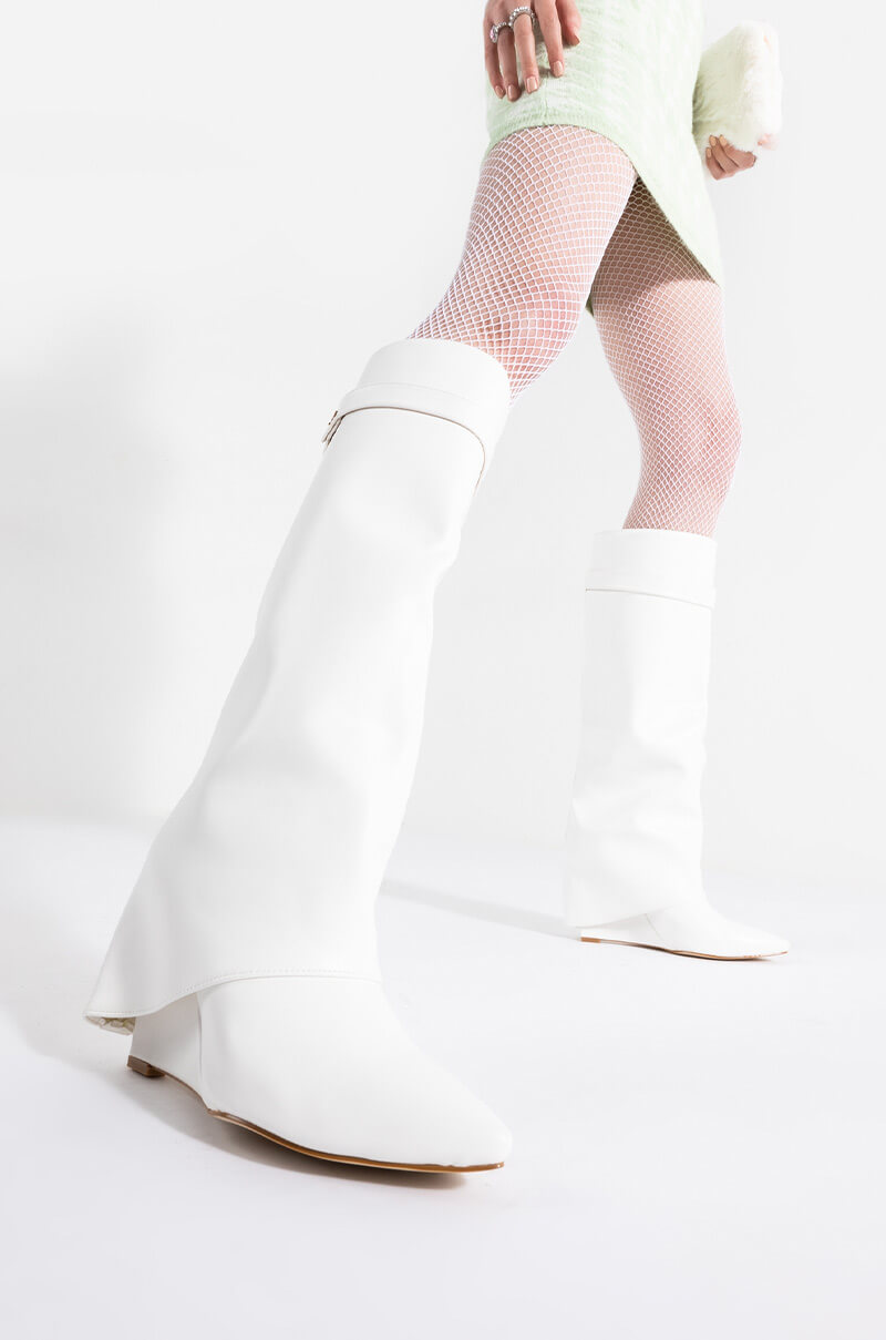 AZALEA WANG STUCK ON YOU WEDGE BOOT IN WHITE