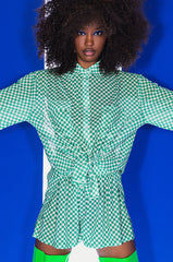 CENTRAL PARK GINGHAM MESH HIGH WAISTED SHORT