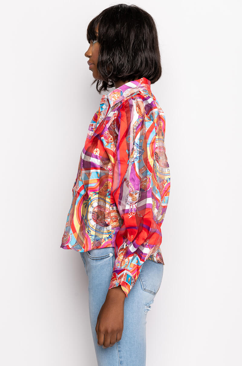 C'EST LA VIE PRINTED BLOUSE