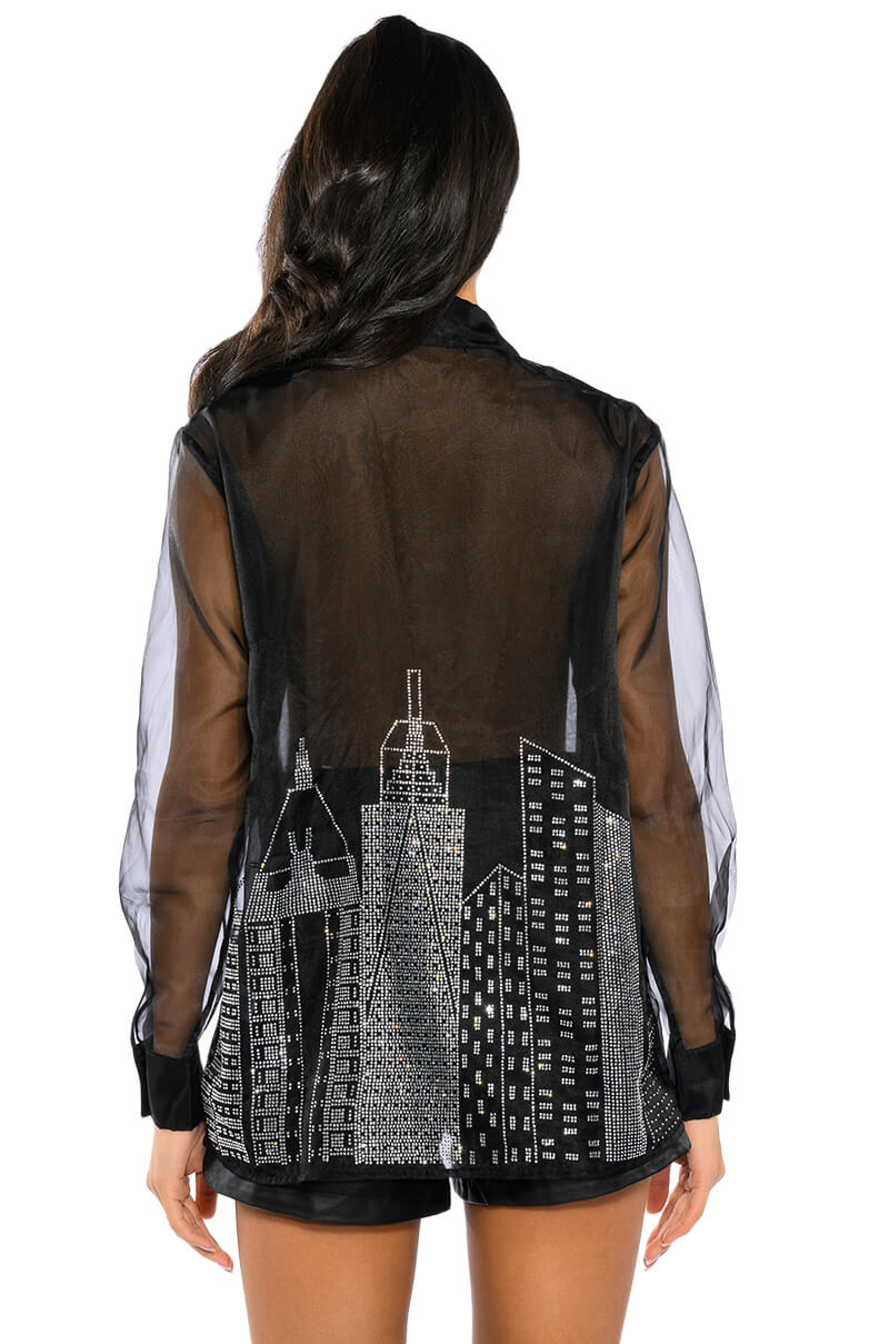 CITY LIGHTS LONGS SLEEVE BUTTON DOWN BLOUSE
