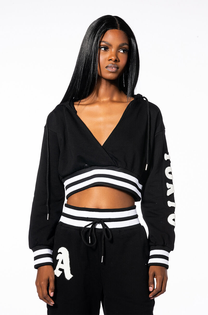 COLLEGIATE TOKYO NIGHTS CROPPED HOODED SWEATSHIRT