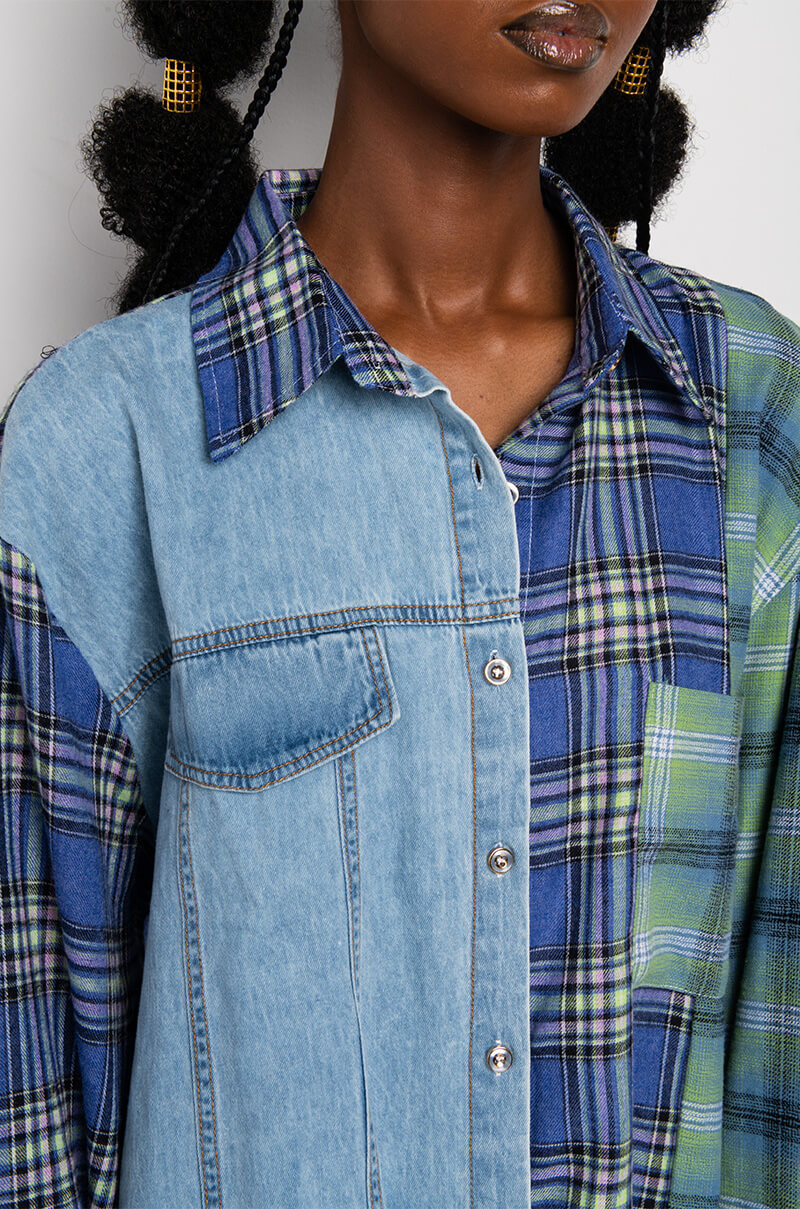 COME THROUGH MULTI PLAID BUTTON UP SHIRT