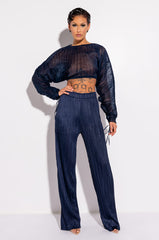 DAHLIA PLEATED LONG SLEEVE CROPPED BLOUSE