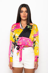 DARLING FRONT TIE FLORAL BLOUSE