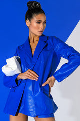DETERMINED MIND FAUX LEATHER BLAZER