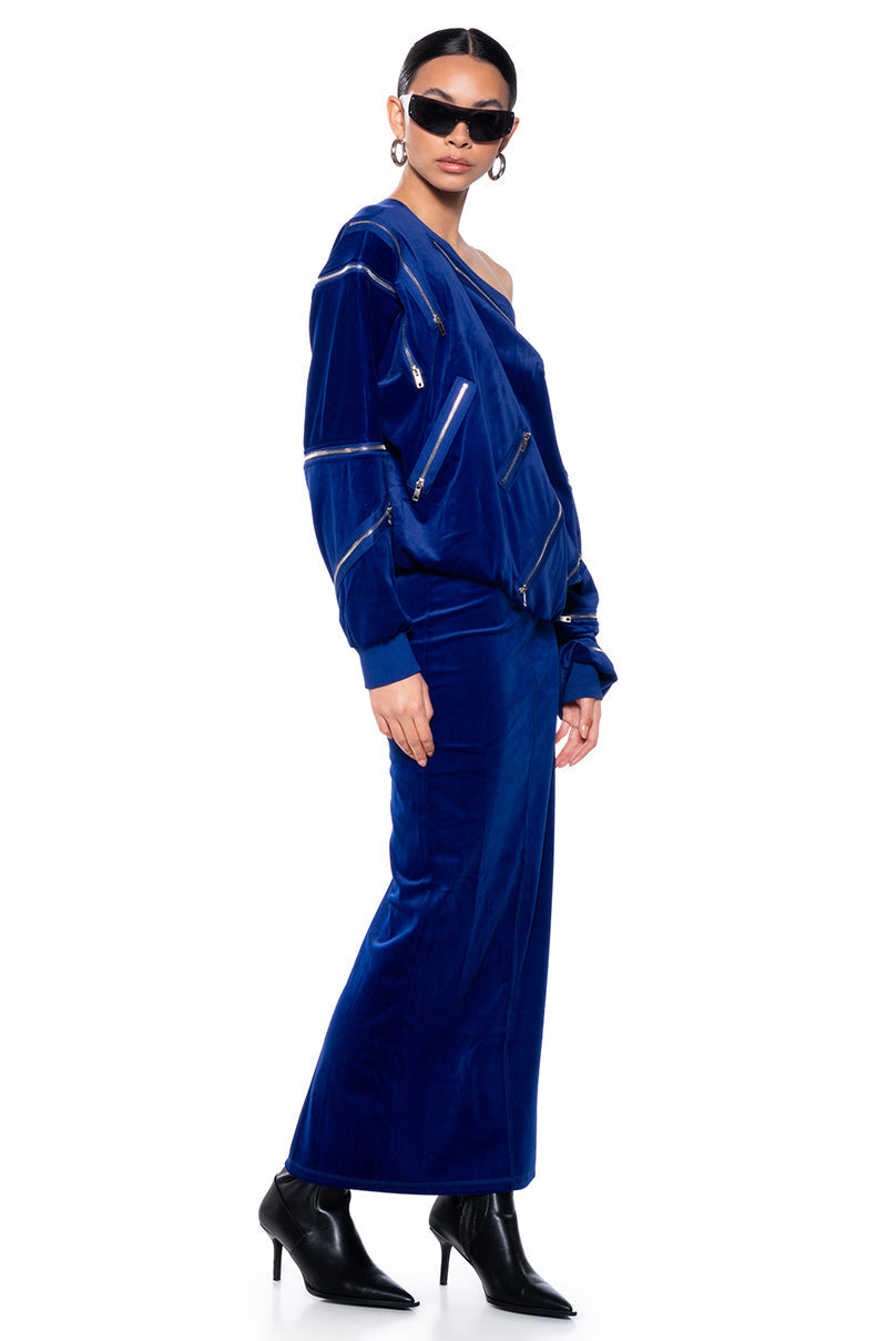 DO NO WRONG VELVET MAXI SKIRT