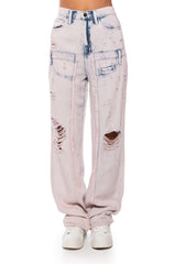 DOLLY PINK ACID WASH RELAXED FIT JEANS