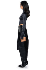DON'T WASTE MY TIME LONG SLEEVE SATIN FINISH BLOUSE