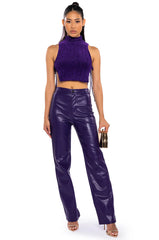 ECHO SMOCKED VELVET SLEEVELESS TOP