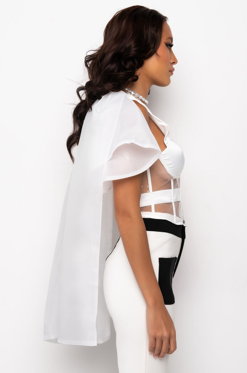 ENCORE ONE SHOULDER MESH PANEL CORSET