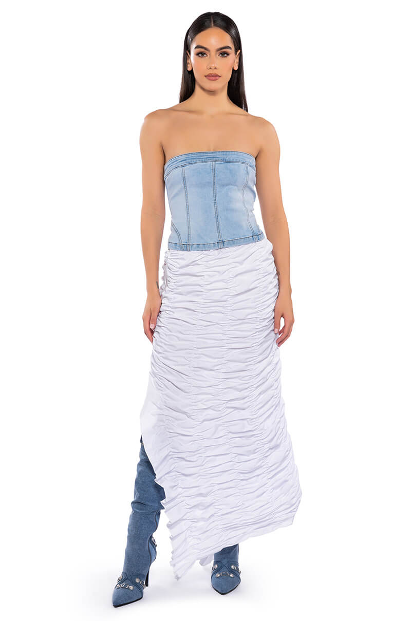 ENCORE SCRUNCHED SLIT MAXI SKIRT