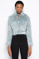 FAUX MOHAIR BOMBER JACKET