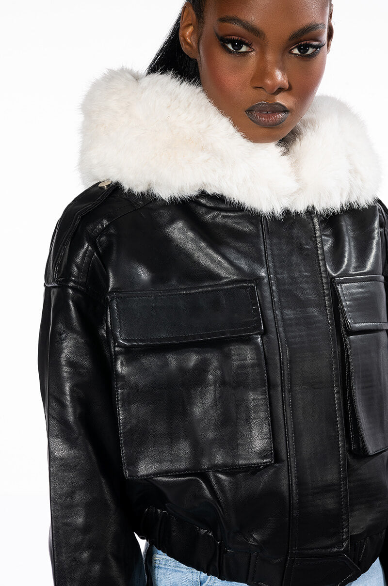 ZOLA BOMBER MOTO WITH FUR LINING