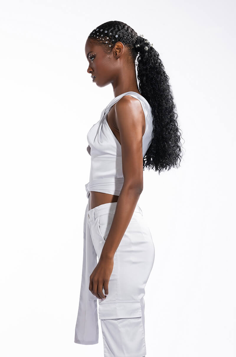 FIASCO SATIN HALTER CROP TOP