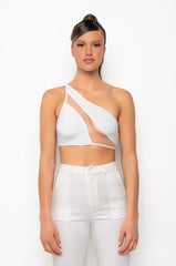 IRIS ONE SHOULDER ILLUSION CROP TANK