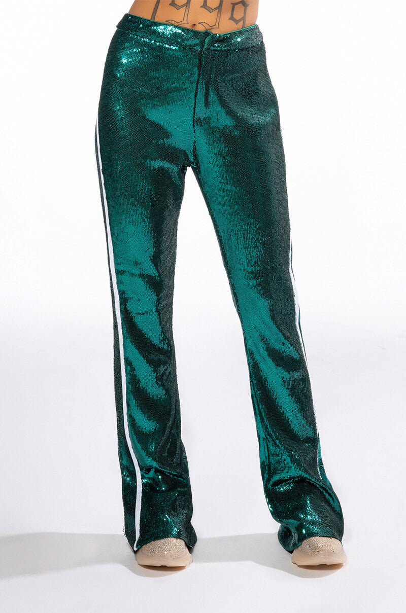 GET DOWN ON IT SEQUIN FLARE TROUSER