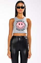HAVE A NICE DAY CROPPED RIB TANK