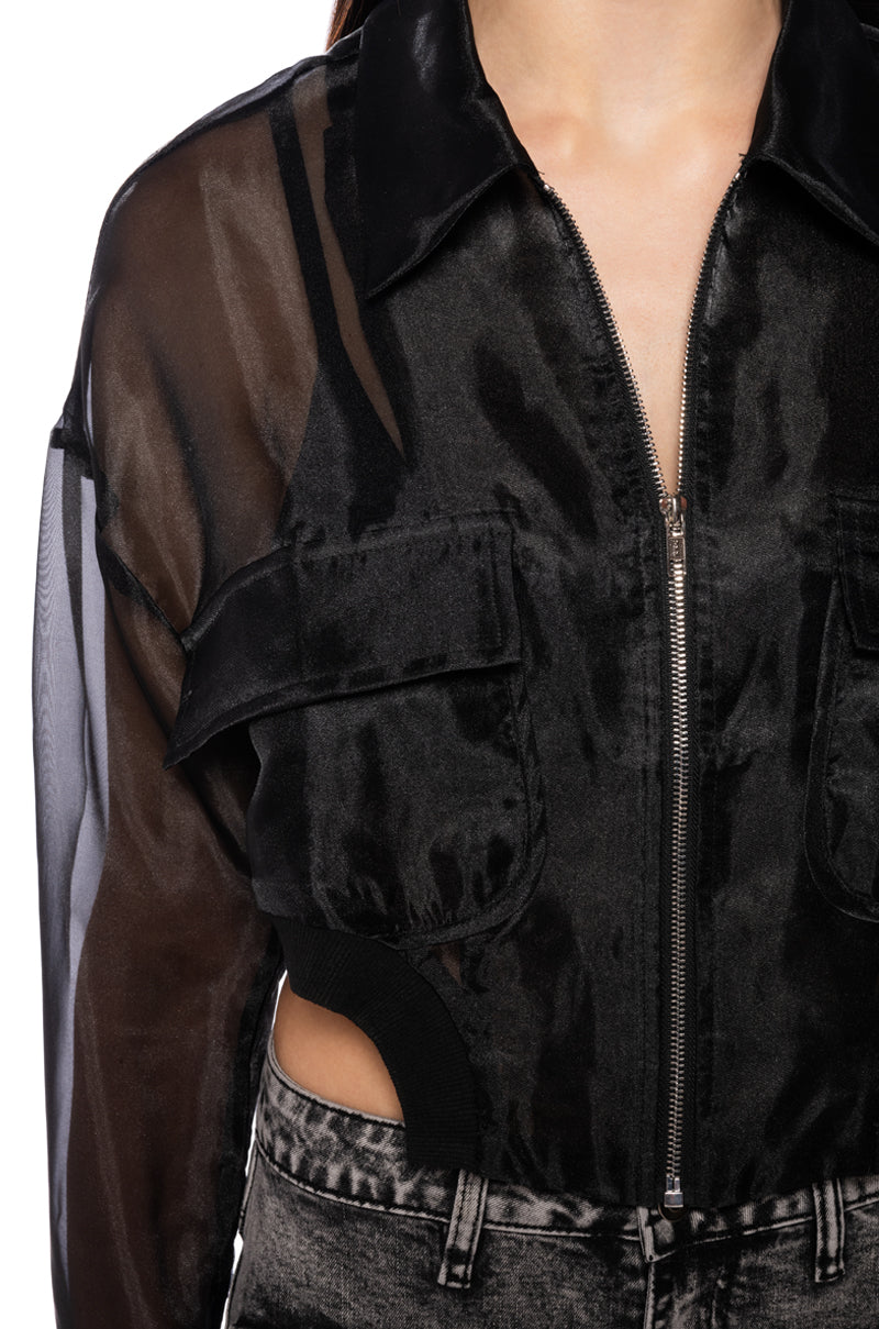 HYDE MESH BOMBR JACKET IN BLACK
