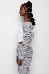 ICONIC OFF THE SHOULDER RUCHED SWEATSHIRT