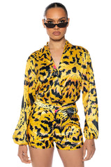 INTO THE WILD PRINTED SATIN BODYSUIT