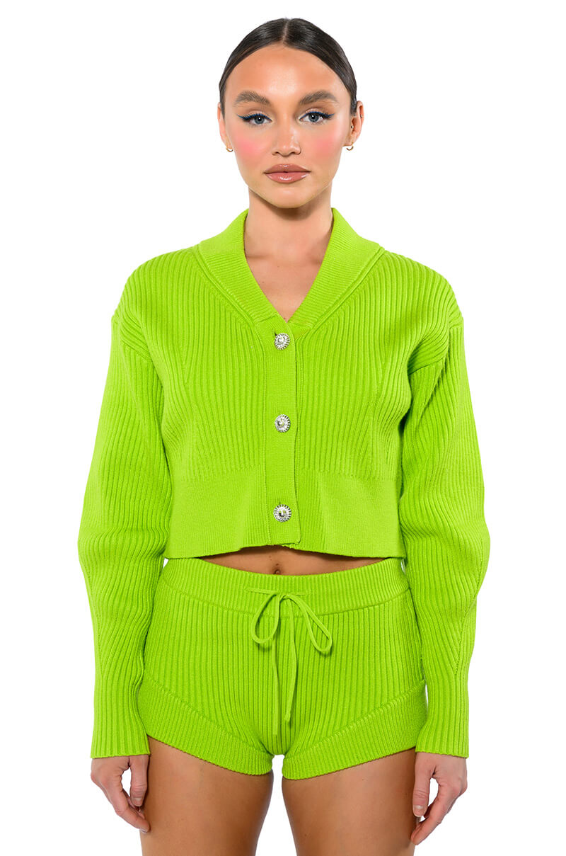 IRREPLACEABLE RHINESTONE BUTTON CARDIGAN