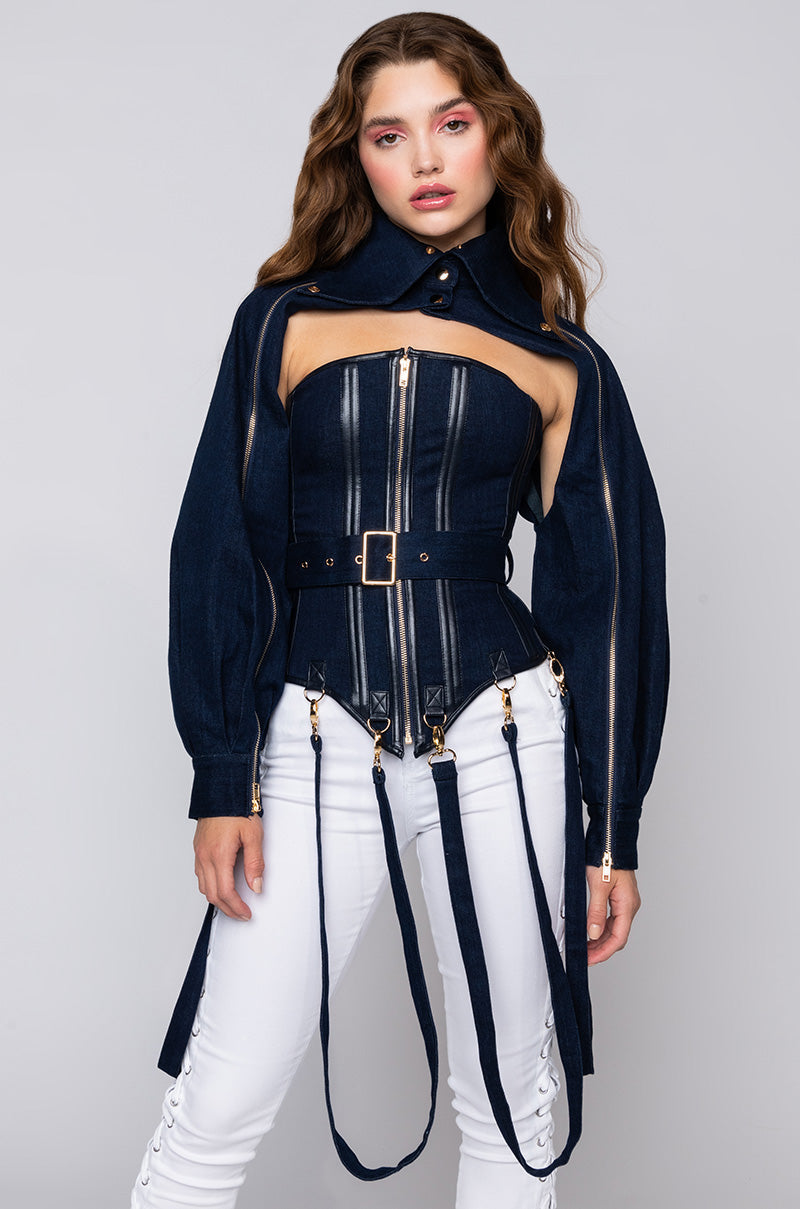 IT'S THE DETAILS FOR ME DENIM CORSET AND CROPPED JACKET