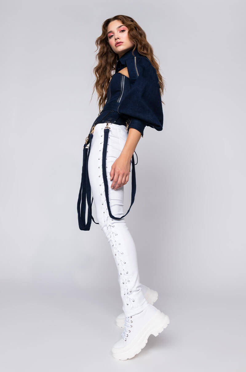 IT'S THE DETAILS FOR ME DENIM CORSET AND CROPPED JACKET