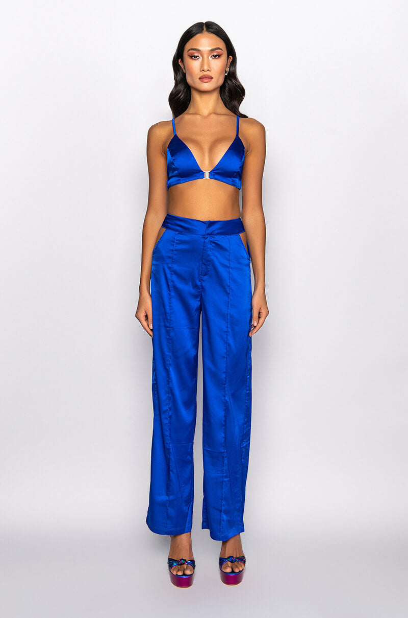 KEEP IT SIMPLE HIGH WAISTED SATIN TROUSER