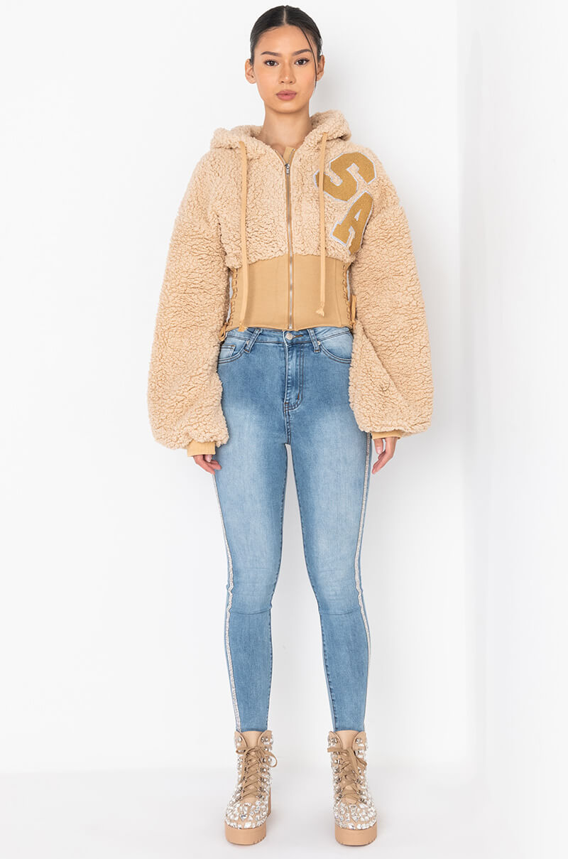 SEXY RHINESTONE DENIM HIGH RISE DENIM