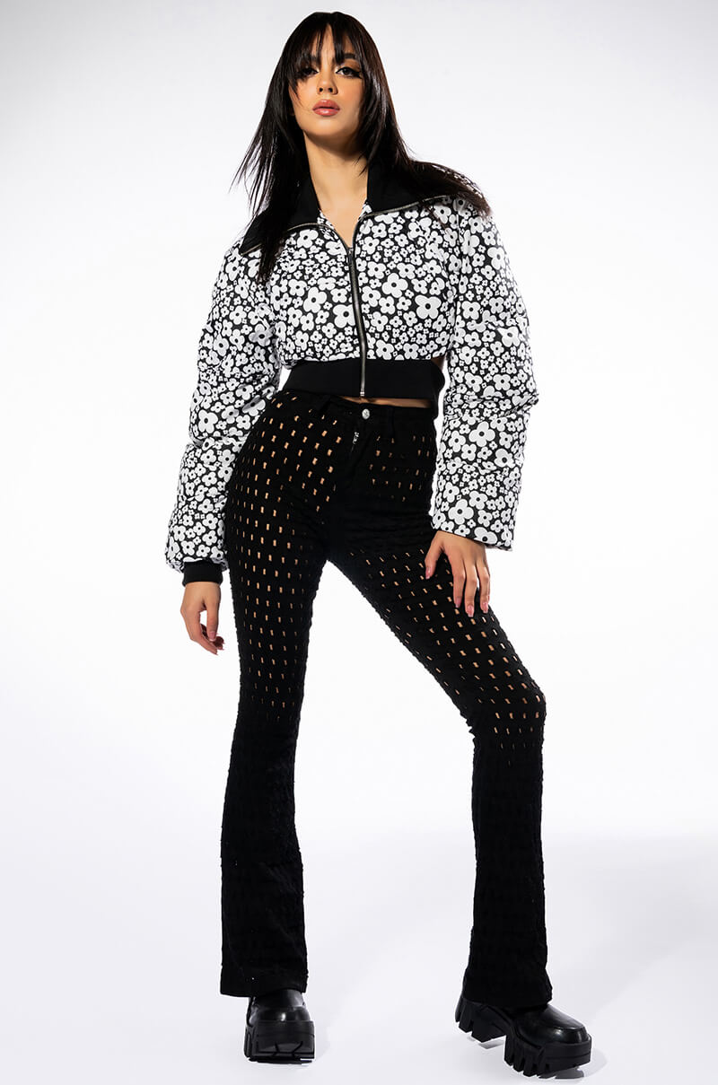 MAKE YOU WANT MORE DISTRESSED FLARE JEANS