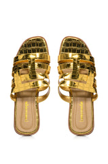 MILLI BASIC BRAID DESIGN FLAT SANDAL IN GOLD