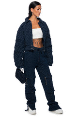 SHE IN HA MOOD TEXTURED WIDE LEG JOGGER