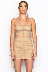 NEVER FORGET YOU CORSETED CROP SLEEVELESS BLOUSE