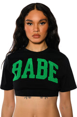 NOT YOUR BABE CROPPED SHORT SLEEVE CREW NECK TSHIRT