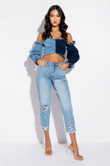 NOT YOUR BABY HIGH RISE DISTRESSED MOM JEAN