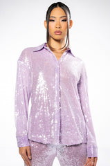 OH YOU FANCY SEQUIN BUTTON DOWN BLOUSE