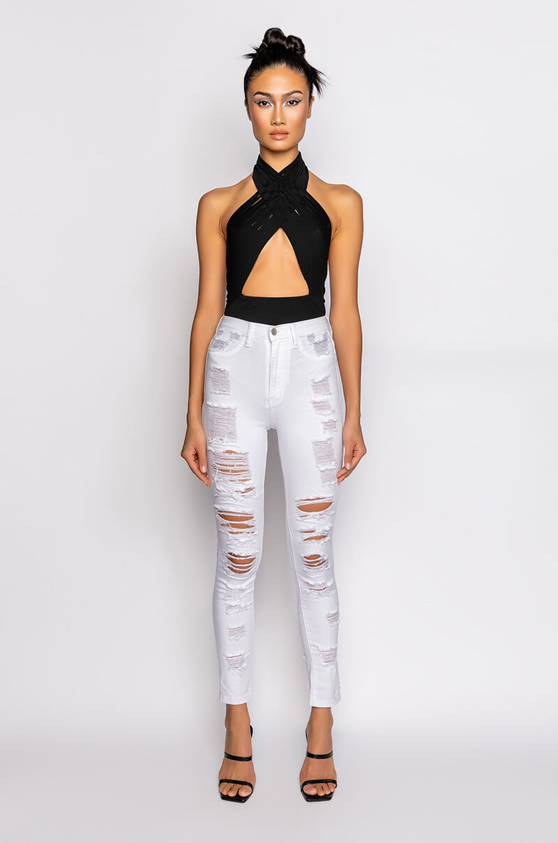 OTW STRAPPY SLEEVELESS HALTER BODYSUIT