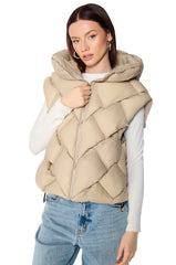 PADDINGTON WEAVE PUFFER VEST IN TAN